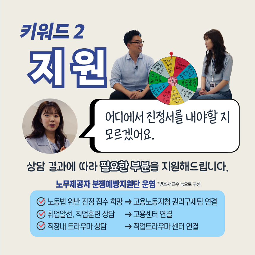 어렵고 힘든 일이 있다면 근로자이음센터를 방문해주세요!